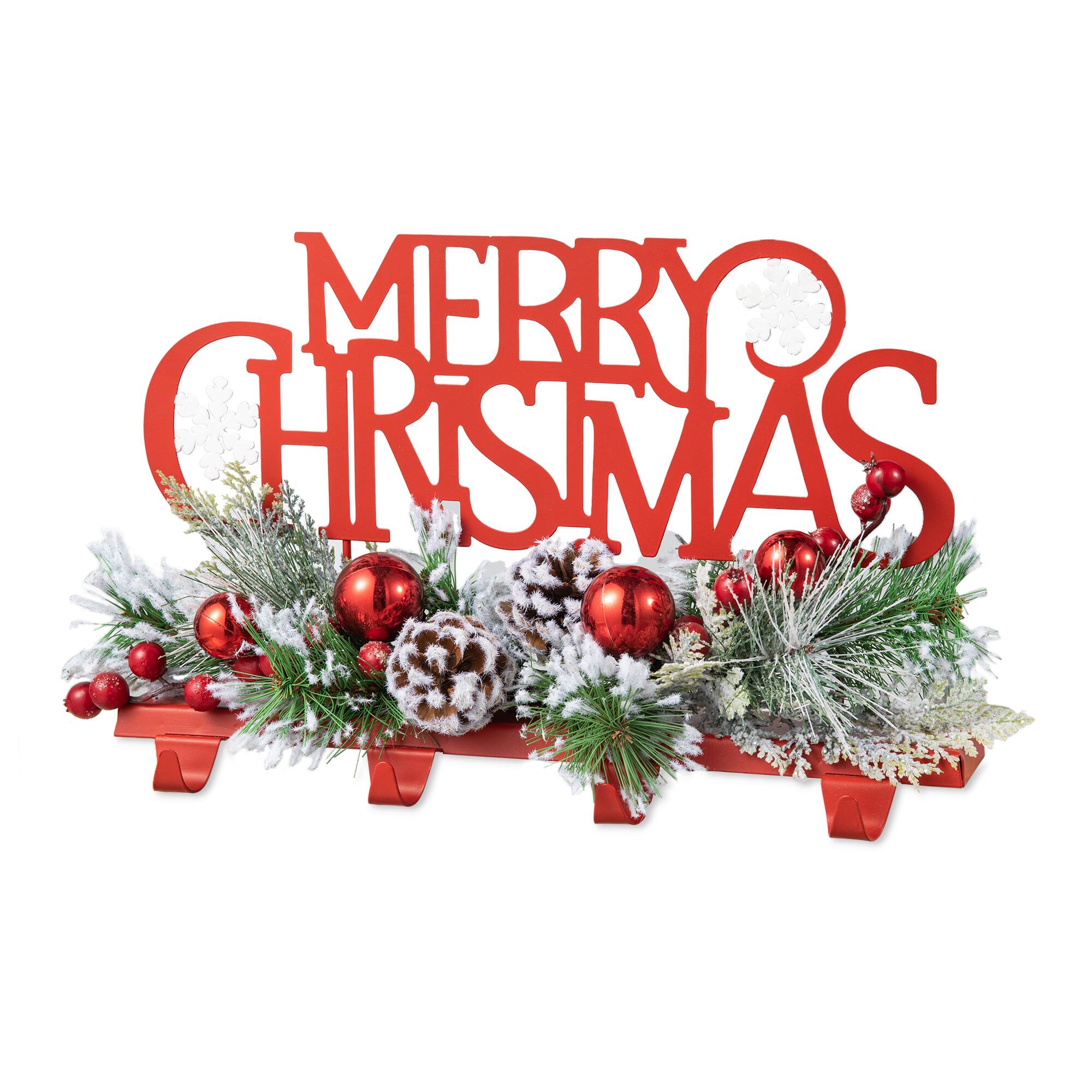 Glitzhome® 14.5" Merry Christmas Metal Stocking Holder